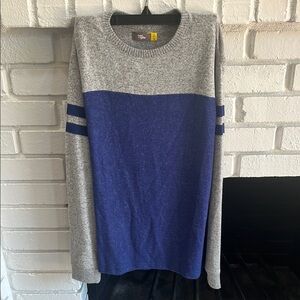 Rumor+Ryder Gray and Blue Color-Block Super Soft Crew Neck Sweater